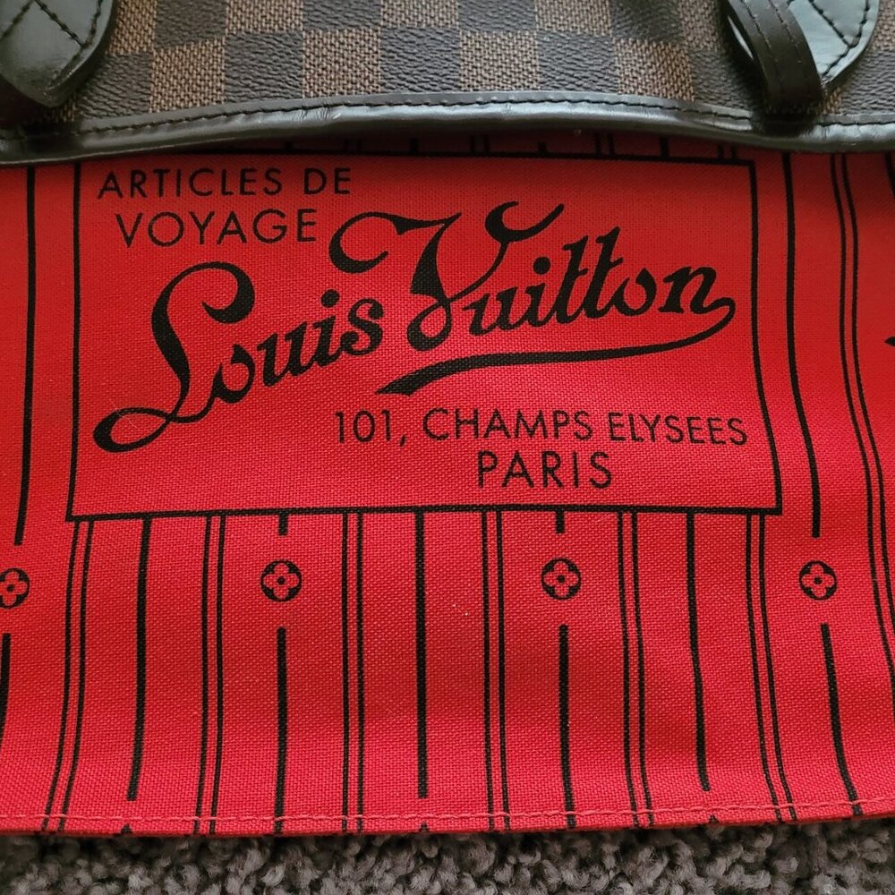 Louis Vuitton Neverfull MM tote bag in Damier Ebene canvas with brown leather tr - Picture 9 of 11